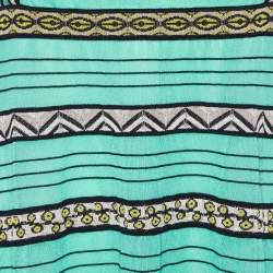 Pre Owned M Missoni Green Patterned Knit Sleeveless Mini Dress M