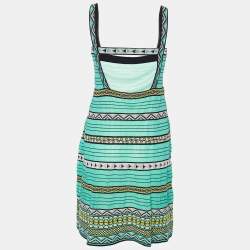 Pre Owned M Missoni Green Patterned Knit Sleeveless Mini Dress M