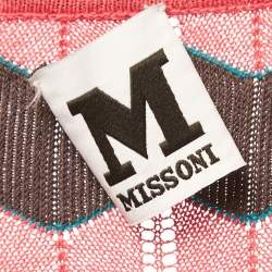 Pre Owned M Missoni Pink/Multicolor Patterned Knit Long Sleeve Maxi Dress S