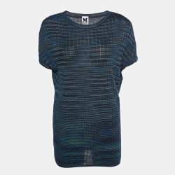 Pre Owned M Missoni Navy Blue Wool Knit Top M