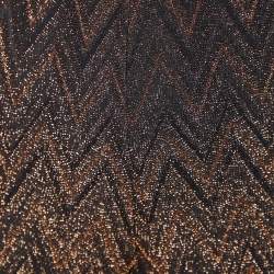 Pre Owned M Missoni Brown Lurex Knit Chevron Pattern Palazzo Pants M