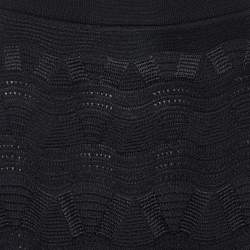 Pre Owned M Missoni Black Wool Patterned Knit Maxi Skirt L