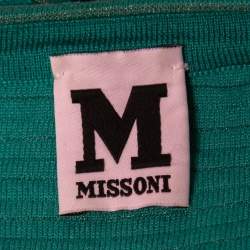 Pre Owned M Missoni Green Striped Patterned Knit Mini Dress S