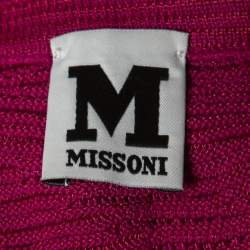 Pre Owned M Missoni Dark Pink Knit V-Neck Sleeveless Short Dress M