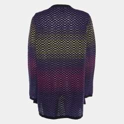 مملوكة مسبقًا M Missoni Multicolor Patterned Knit Open Front Cardigan M
