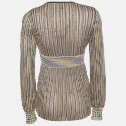 Pre Owned M Missoni Gold Patterned Lurex Knit Top S