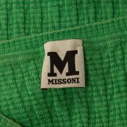 Pre Owned M Missoni Green Patterned Knit V-Neck Top S