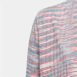 Pre Owned M Missoni Multicolor Patterned Knit Open Front Cardigan L