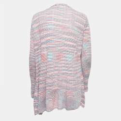 Pre Owned M Missoni Multicolor Patterned Knit Open Front Cardigan L
