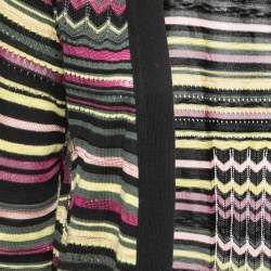 Pre Owned M Missoni Multicolor Patterned Knit Open Cardigan L