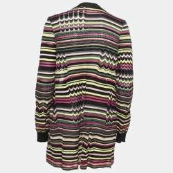 Pre Owned M Missoni Multicolor Patterned Knit Open Cardigan L