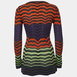 Pre Owned M Missoni Multicolor Patterned Knit Long Sleeve A-Line Top S