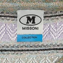 M Missoni Collection Purple Lurex Knit Top Pant Set S