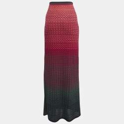Pre Owned M Missoni Multicolor Chevron Knit Maxi Skirt M