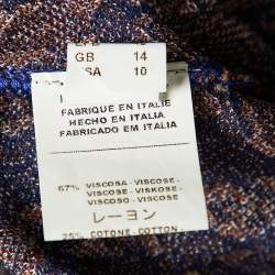 Pre Owned M Missoni Purple Patterned Cotton Knit V-Neck Cardigan L