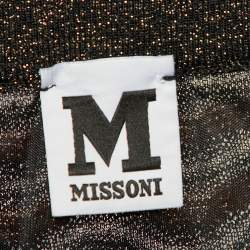 Pre Owned M Missoni Brown & Black Patterned Lurex Knit Maxi Skirt L