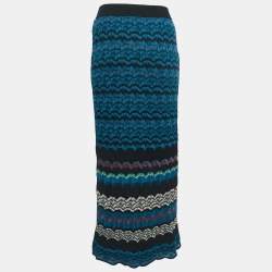Pre Owned M Missoni Multicolor Chevron Knit Elasticated Waist Maxi Skirt S