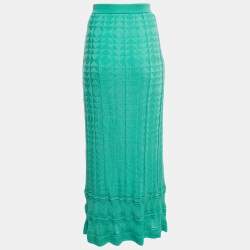 Pre Owned M Missoni Mint Green Patterned Knit Elasticated Waist Maxi Skirt S