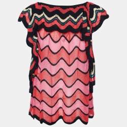 Pre Owned M Missoni Multicolor Patterned Ruffled Knit Top M