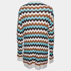 Pre Owned M Missoni Collection Multicolor Patterned Knit Button Front Cardigan M