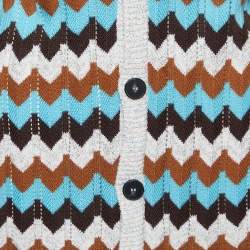 Pre Owned M Missoni Collection Multicolor Patterned Knit Button Front Cardigan M