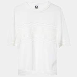 Pre Owned M Missoni White Patterned Knit Top M