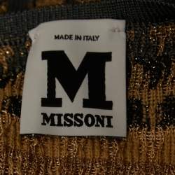 Pre Owned M Missoni Multicolor Chevron Lurex Knit Deep Neck Detailed Mini Dress M