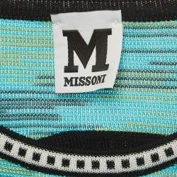 Pre Owned M Missoni Blue Patterned Knit Sleeveless Dress M