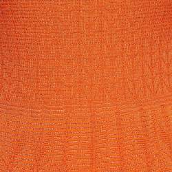 Pre Owned M Missoni Orange Patterned Knit Mini Dress S