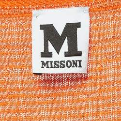 Pre Owned M Missoni Orange Patterned Knit Mini Dress S