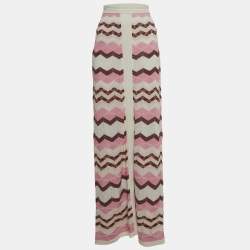 Pre Owned M Missoni Pink Chevron Patterned Knit Maxi Skirt M