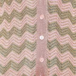 Pre Owned M Missoni Pink/Gold Patterned Lurex Knit Long Cardigan S