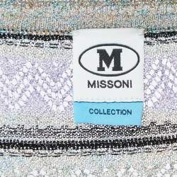 Pre Owned M Missoni Multicolor Striped Perforated Knit Maxi Dress M