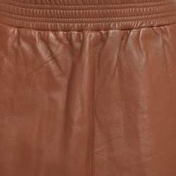 Pre Owned تنورة ميني إم ميزوني جلد بني مقاس صغير - سمول