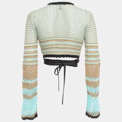 مملوكة مسبقًا M Missoni Blue Cotton Blend Knit Cropped Cardigan S