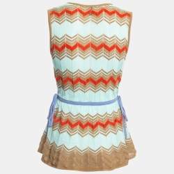 Pre Owned M Missoni Multicolor Patterned Knit Sleeveless Peplum Top S