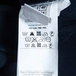 Pre Owned M Missoni Navy Blue Cotton Blend Knit Buttoned Sleeve Detail T-Shirt S