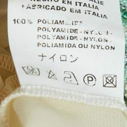 Pre Owned M Missoni Green Chevron Pattern Knit Tie-Up Neck Midi Dress L