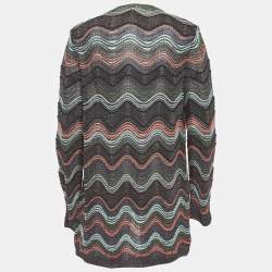 مملوكة مسبقًا M Missoni Multicolor Patterned Lurex Knit Open Front Cardigan M