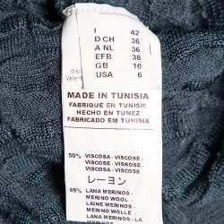 Pre Owned M Missoni Slate Blue Wool Textured Knit V-Neck Dress M