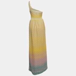 Pre Owned M Missoni Multicolor Lurex Knit One-Shoulder Maxi Dress S