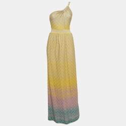 Pre Owned M Missoni Multicolor Lurex Knit One-Shoulder Maxi Dress S