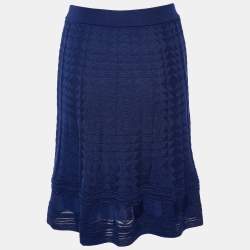 Pre Owned M Missoni Dark Blue Wool Knit Mini Skirt M