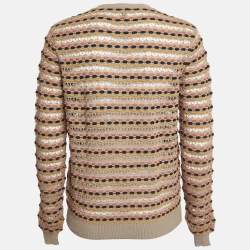 Pre Owned M Missoni Multicolor Eyelet Knit Cardigan M