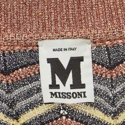 Pre Owned M Missoni Multicolor Chevron Knitted V-Neck Top S
