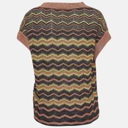 Pre Owned M Missoni Multicolor Chevron Knitted V-Neck Top S