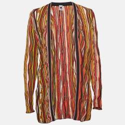 Pre Owned M Missoni Multicolor Striped Knit Open Front Cardigan S