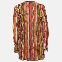 Pre Owned M Missoni Multicolor Striped Knit Open Front Cardigan S