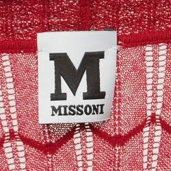 Pre Owned M Missoni Pink/Blue Chevron Pattern Knit Open Front Cardigan S