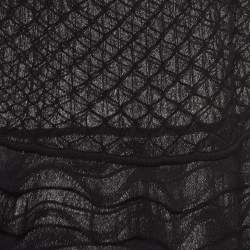Pre Owned M Missoni Black Embossed Knit Tie-Up Strap Sheer Top S